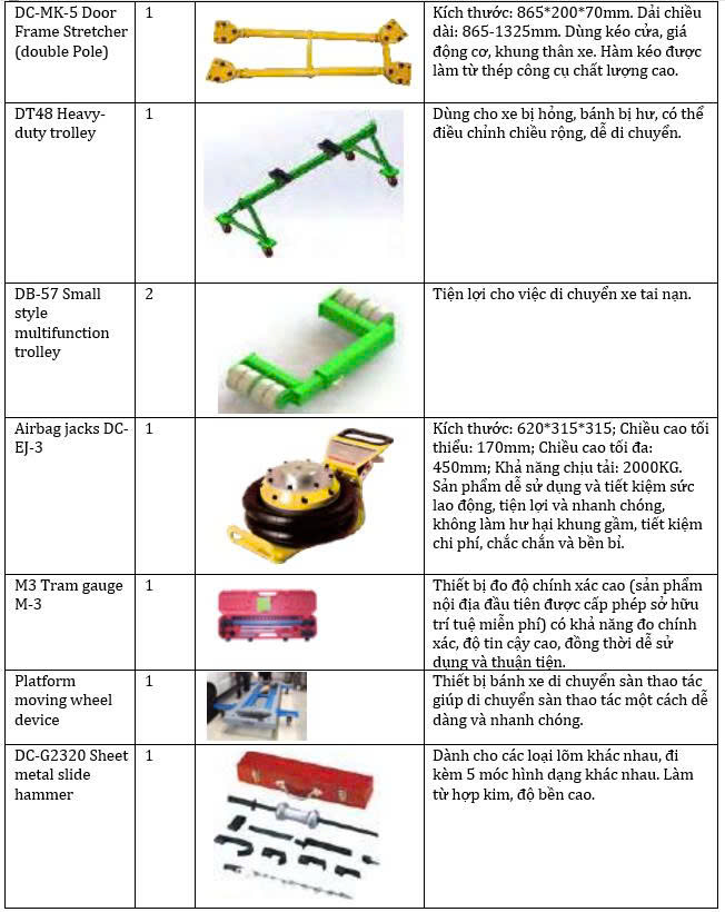 Thiết bị kéo nắn xe tai nạn và bộ phụ kiện tiêu chuẩn DOOCAR Techer 2